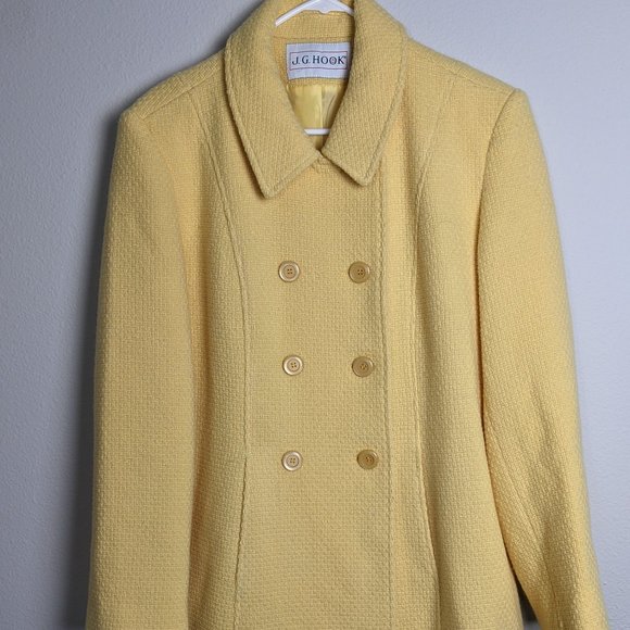 J.G. Hook Jackets & Coats Vtg Jg Hook Yellow Tweed Coat Lxl Double